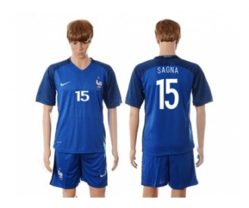 France #15 Sagna Blue Soccer Country Jersey