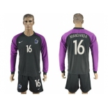 France #16 Mandanda Black Goalkeeper Long Sleeves Soccer Country Jersey