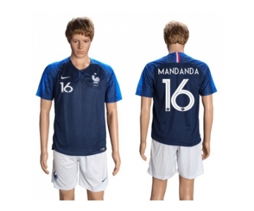 France #16 Mandanda Home Soccer Country Jersey