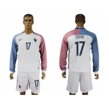 France #17 Digne Away Long Sleeves Soccer Country Jersey