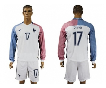 France #17 Digne Away Long Sleeves Soccer Country Jersey