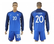 France #20 Coman Home Long Sleeves Soccer Country Jersey1