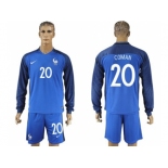 France #20 Coman Home Long Sleeves Soccer Country Jersey