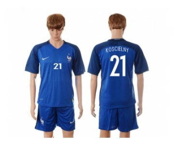 France #21 Koscielny Blue Soccer Country Jersey