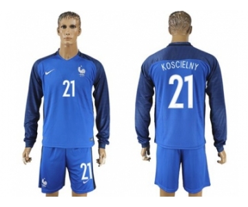 France #21 Koscielny Home Long Sleeves Soccer Country Jersey1
