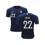 France #22 Lucas Home Soccer Country Jersey