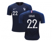 France #22 Lucas Home Soccer Country Jersey