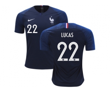 France #22 Lucas Home Soccer Country Jersey