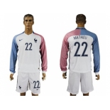 France #22 Mathieu Away Long Sleeves Soccer Country Jersey