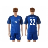 France #22 Mathieu Blue Soccer Country Jersey