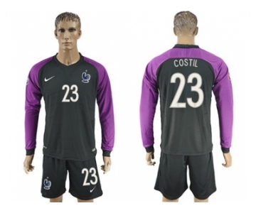France #23 Costil Black Goalkeeper Long Sleeves Soccer Country Jersey