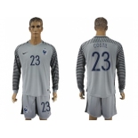 France #23 Costil Grey Goalkeeper Long Sleeves Soccer Country Jersey