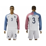 France #3 Evra Away Long Sleeves Soccer Country Jersey