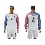 France #4 Varane Away Long Sleeves Soccer Country Jersey