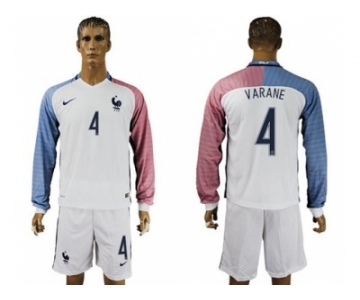 France #4 Varane Away Long Sleeves Soccer Country Jersey