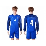 France #4 Varane Home Long Sleeves Soccer Country Jersey