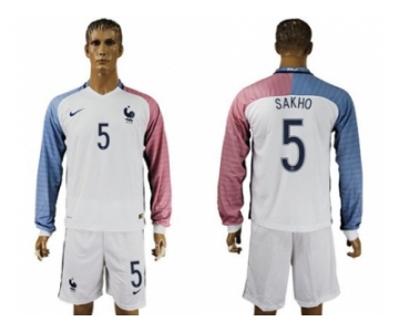 France #5 Sakho Away Long Sleeves Soccer Country Jersey