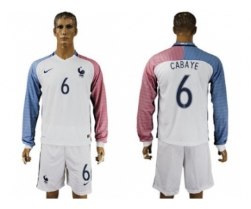 France #6 Cabaye Away Long Sleeves Soccer Country Jersey
