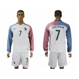 France #7 Griezmann Away Long Sleeves Soccer Country Jersey