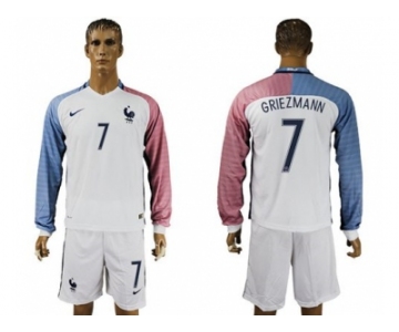 France #7 Griezmann Away Long Sleeves Soccer Country Jersey