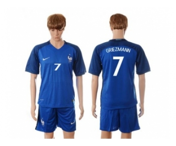 France #7 Griezmann Blue Soccer Country Jersey