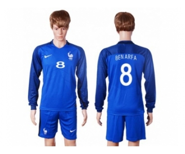 France #8 Benarfa Home Long Sleeves Soccer Country Jersey