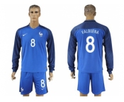 France #8 Valbuena Home Long Sleeves Soccer Country Jersey