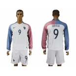 France #9 Giroud Away Long Sleeves Soccer Country Jersey