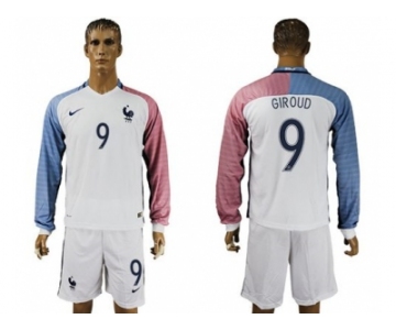 France #9 Giroud Away Long Sleeves Soccer Country Jersey