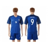 France #9 Giroud Blue Soccer Country Jersey