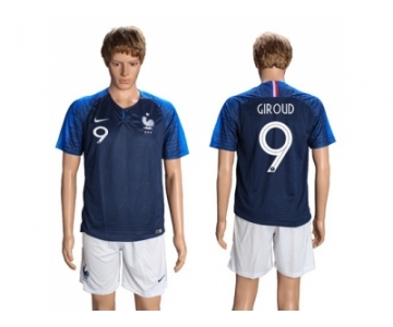 France #9 Giroud Home Soccer Country Jersey
