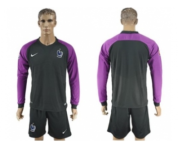 France Blank Black Goalkeeper Long Sleeves Soccer Country Jersey