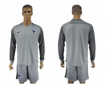 France Blank Grey Goalkeeper Long Sleeves Soccer Country Jersey