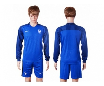 France Blank Home Long Sleeves Soccer Country Jersey