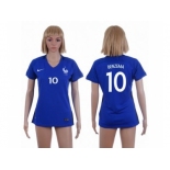 Women France #10 Benzema Home Soccer Country Jersey1