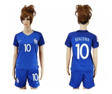 Women France #10 Benzema Home Soccer Country Jersey