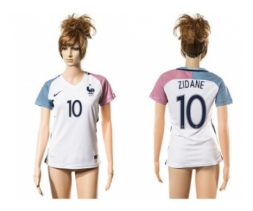 Women France #10 Zidane Away Away Soccer Country Jersey