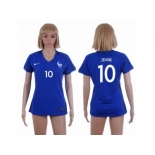 Women France #10 Zidane Home Soccer Country Jersey1
