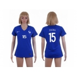 Women France #15 Sagna Home Soccer Country Jersey1