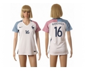 Women France #16 Mandanda Away Away Soccer Country Jersey