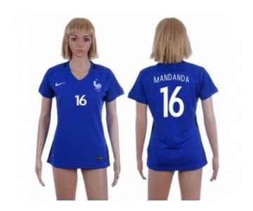 Women France #16 Mandanda Home Soccer Country Jersey1