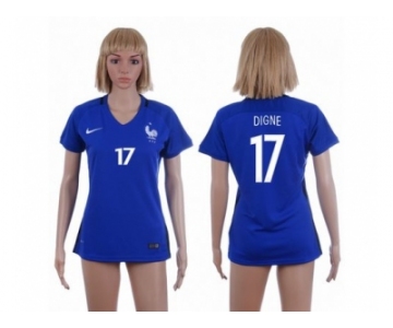 Women France #17 Digne Home Soccer Country Jersey1