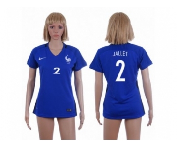 Women France #2 Jallet Home Soccer Country Jersey1