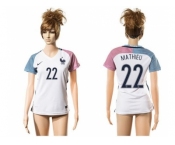 Women France #22 Mathieu Away Away Soccer Country Jersey