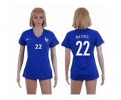 Women France #22 Mathieu Home Soccer Country Jersey1