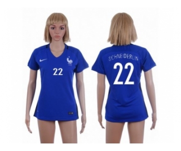 Women France #22 Schneiderlin Home Soccer Country Jersey1