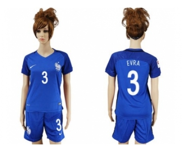 Women France #3 Evra Home Soccer Country Jersey