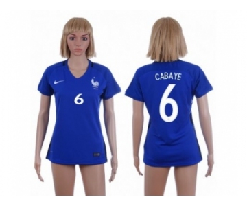 Women France #6 Cabaye Home Soccer Country Jersey1
