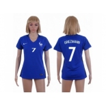 Women France #7 Griezmann Home Soccer Country Jersey1
