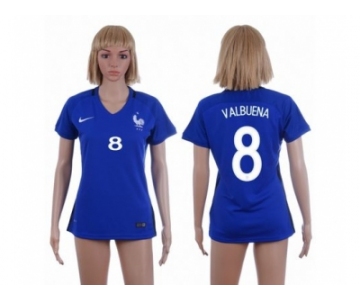 Women France #8 Valbuena Home Soccer Country Jersey1